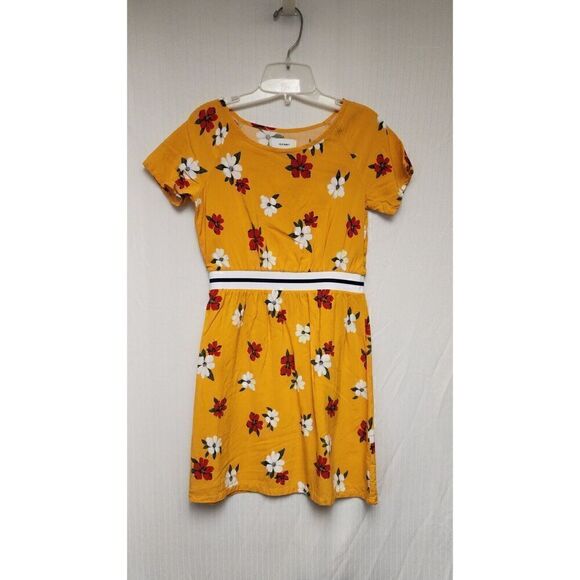 Gap Kids Red Metallic Pleated Jacquard Dot Party Dress/Old Navy Floral Dress M-8 - Picture 2 of 9